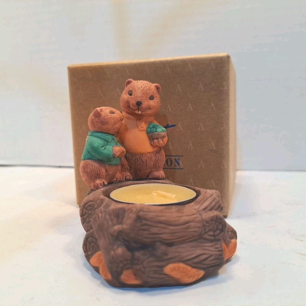 Avon Gift Collection Fireside Friends Candle Holder W/Autumn Spice Candle - Picture 2 of 4